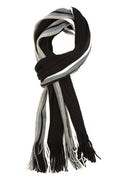 Sakkas Rhyland Striped Color Block Knitted Winter Scarf With Fringe#Color_EdgeStripeBlack