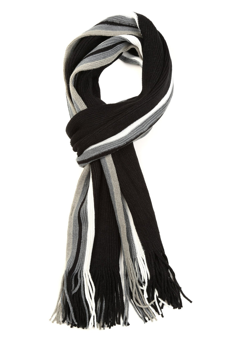 Sakkas Rhyland Striped Color Block Knitted Winter Scarf With Fringe