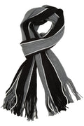 Sakkas Rhyland Striped Color Block Knitted Winter Scarf With Fringe#Color_Grey/Black