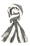 Sakkas Rhyland Striped Color Block Knitted Winter Scarf With Fringe#Color_Grey/White