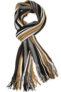Sakkas Rhyland Striped Color Block Knitted Winter Scarf With Fringe#Color_Tan/Black