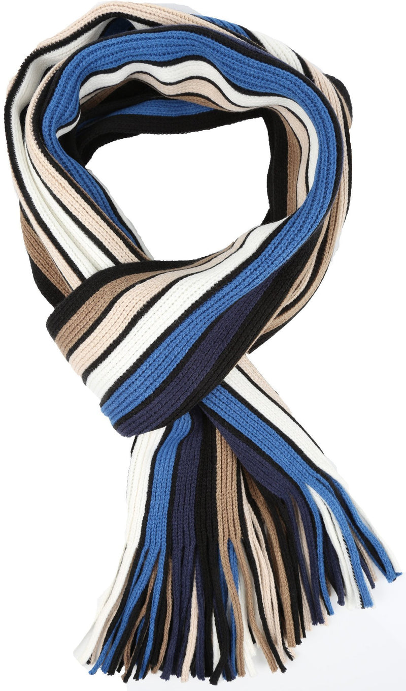 Sakkas Rhyland Striped Color Block Knitted Winter Scarf With Fringe