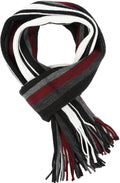 Sakkas Rhyland Striped Color Block Knitted Winter Scarf With Fringe#Color_WhiteStripe